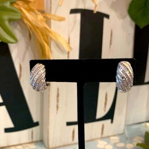 Genuine 14K White Gold CZ Stones & Begets Earrings